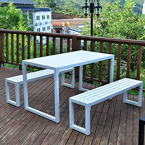 Patio Bistro Set 3 Stück, GFurniture Set, 2 Stühle und 1 Tisch, Holzbank, Für Balkon im Freien, Flur, Garten, G(Weiß)