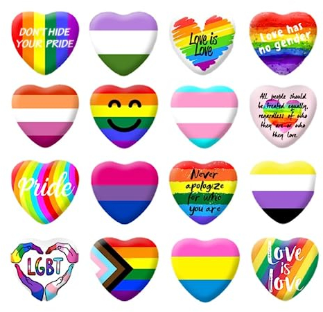 16 Stück Gay Pride Anstecker Regenbogen Pin Herz Lgbt-brosche Pride Merch Pins Pride Pins Set