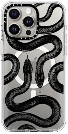 CASETIFY Transparente Schutzhülle für iPhone 15 Pro Max, vergilbt nicht, 2 m, 3 x Fallschutz in Militärqualität, Magsafe, Schwarz
