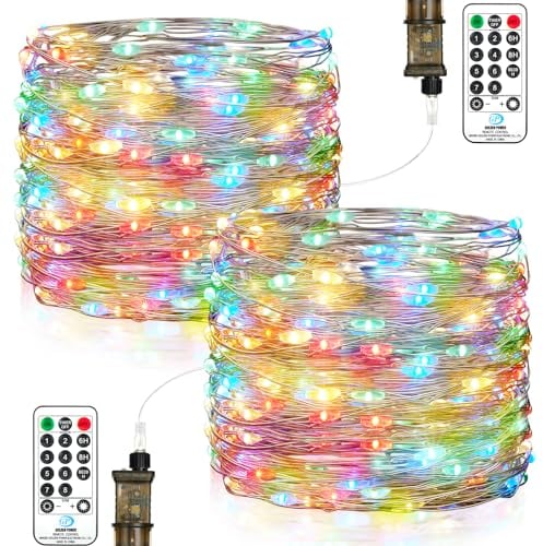 Vacoulery Fairy Lights for Indoor Outdoor, 23M 200 LEDs String Lights Mains Powered with Timer 8 Modes Waterproof Garden Lights for Christmas Tree Wedding Decoration (2 Pack, Multicolor)
