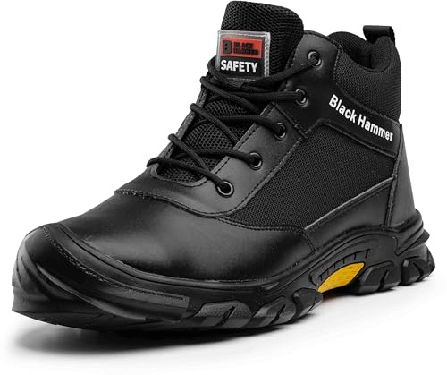 Black Hammer 2100 Men's S1P SRC Steel Toe Safety Trainers, 10 UK Black