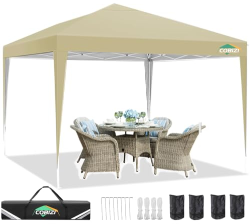 Pavillon 3x3 Wasserdicht Faltpavillon mit 4 Seitenteilen Gartenpavillon Sonnenschutz Partyzelt Faltzelt für Garten,Camping,Feier,Marktstand
