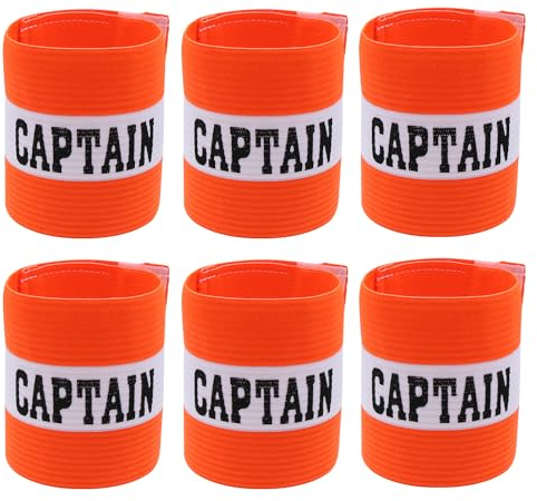 Hosifiy 6Pcs Fußball Kapitänsbinde, Orange Nylon Elastische Fußball Kapitän Armbinde Einstellbare Fußball Armbinds für Jugend Erwachsene Sport Training