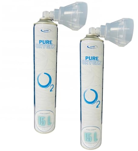 ECOMED Sauerstoff in der Dose 15L o2 Universal Mundstück 99,5% Reiner Inhalierbar Tragbarer Sauerstoffinhalator x2