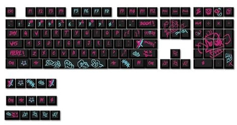 123 key League of Legends Jinx themed keycaps,Compatible with MX Switches Cherry/Gateron/Kailh/Akko Switch,with Key Puller.(6.25u Spacebar) (Funny)