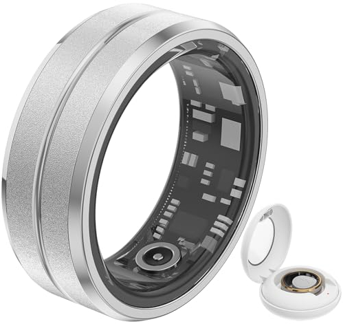 Smartringe für Herren Damen Smart Ring Android iOS Fitness Tracker Ring Bluetooth Herzfrequenzmessung Smartring Schrittzähler Ring Schlaf Tracker Gesundheitsring mit App Fitness Ring Silber Gold