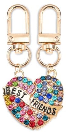 Porte clé amitié pour 2 porte clé meilleurs amis forever porte-clés amitié porte-clés coeur Rainbow strass stitch porteclé cadeau pour une amie porte clé amitié femme (Couleur arc - en - ciel)