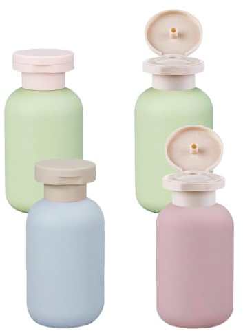 SoeUyd 4 Stück Quetschflaschen Reiseflaschen, Shampoo Flaschen zum Befüllen, Auslaufsicher Reise Container für Shampoo, reise shampoo behälter für Shampoo, Cremes, Lotion, Toilettenartikel (100ml)