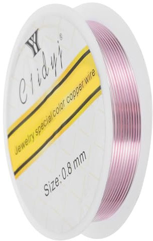 sourcing map 0.8mm/20 Gauge Copper Wire for Jewelry Making, 1 Roll Craft Tarnish Resistant Beading Wire for Jewelry Making Supplies DIY (Rose Gold)