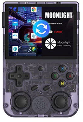 RG353V - Consola de juegos portátil con pantalla de 3.5 pulgadas, sistema operativo dual Android 11, sistema Linux, chip RK3566 integrado 16G + 64G TF tarjeta y más de 4000 juegos (morado)