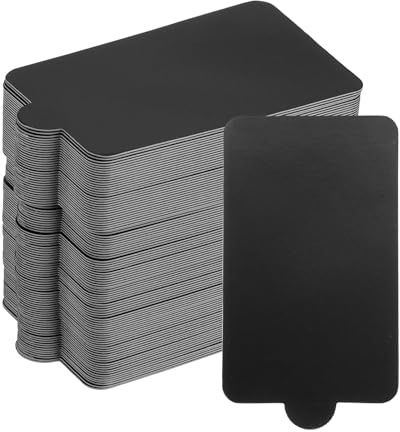 sourcing map 100pcs Mini Cake Boards, Mousse Cake Cardboards Rectangle Cake Bases Plates Cupcake Dessert Displays Base Tray for Cupcakes, Cakes, Pastries - Grease Proof (Black)