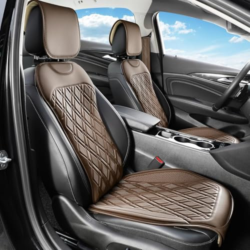 nAutochoose Luxus PU-Leder Autositzbezüge für 98% der Autositze, Schonbezüge für Vordersitze, fortgeschrittenes Autoinnenraumzubehör für Autos und SUVs.2 Stück (braun)
