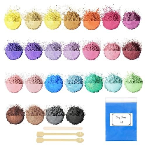 Ovaletta 25 Epoxidharz Farbe 3g, Mica Powder, Kerzen Selber Machen Set, Farbpigmente für Gießpulver, Badebomben Selber Machen, Diy Pigmentpulver für Seifenfarbe, Kerze, Kosmetischer, Schleim