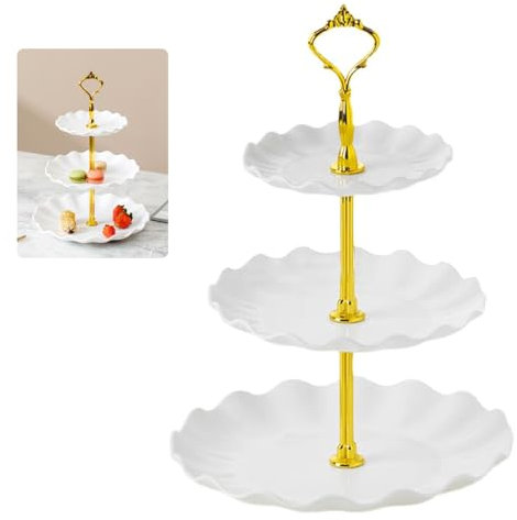 zgpzlhd Tortenständer 3-stöckig,Obst Candy Display Tischständer für Hochzeitstorten, Cupcakes und Partygebäck,Ständer Wiederverwendbar. (Weiß)