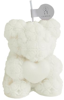 1PC Rose Bär Kerze Duftkerzen in Rosenform,Kerze mit Rosenblüten,Blume Bär Kerze | Bär Rosenblüten-Duftkerze, Valentinstag-Sojawachskerze für Geburtstag, Zuhause, Schlafzimmer, Party (weiß)