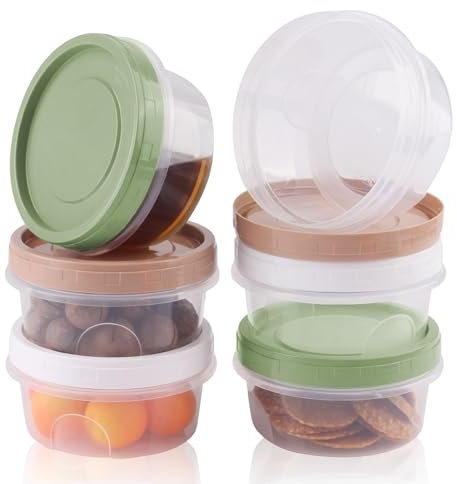 XIAQICA 6 Pezzi 300ml Contenitori Ermetici per Alimenti Plastica Anti-Perdita Contenitore per Alimenti con Coperchio per Alimenti, Insalate, Marmellate, Burro di Arachidi, Condimenti
