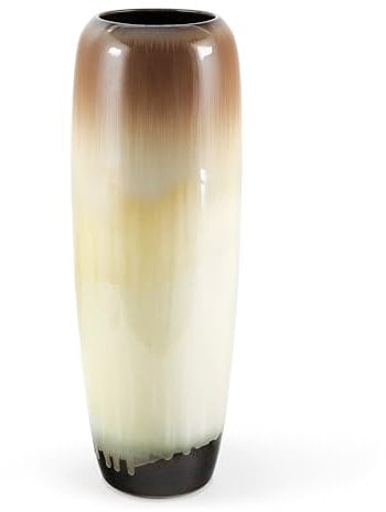 fanquare Tall Vases Floor Standing 50cm, Brown Ceramic Thin Pampas Grass Vase, Modern Decorative Large Flower Vase for Mantel Living Room Centerpieces Home Decor