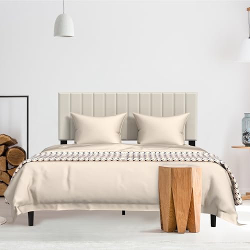 Froadp Polsterbett 160 x 200 cm – Doppelbettgestell mit Holzlattenstütze aus Samt, Gepolstertes Kopfteil mit Knöpfen, Plattformbettgestell für Schlafzimmer, Modernes Design (Beige)
