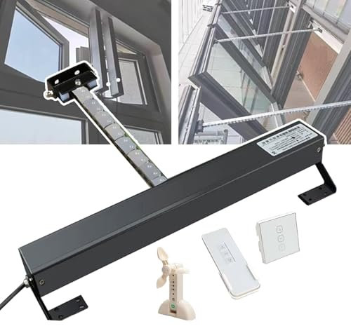 Attuatore elettrico per apertura finestre a catena (300-1000 mm), design a doppia catena, con sensore vento, luce e pioggia + interruttore + telecomando, adatto per finestre da serra (1000 mm)