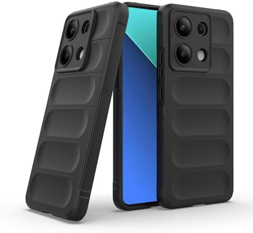 LBH Handyhülle für Xiaomi Redmi Note 13 Schutzhülle Case Cover Bumper Anti-Schock Stoßabsorbierende Hülle Robust Stoßfest Kratzfest rutschfest GripLine Schwarz