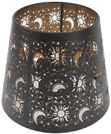 E27 E26 Clamp/Holder On Lamp Shade Hollow Out Lampshade, Metal Lamp Shade, Sun Moon Star Tree Shadow, Metal Lampshade Small for Table Floor Light