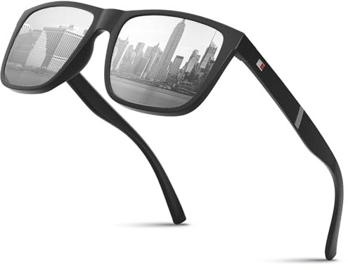Glapeame Polarisiert-Sonnenbrille-Herren-Damen-Sunglasses-Men-Woman-Unisex Sonnenbrillen Geeignet für Outdoor-Aktivitäten,h-schwarz-silbrig