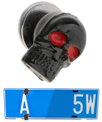 Skull Head Screw Bike Number Plate Frame 3D Skull Red Eye Design Safe for Motorcycles Car Modified Truck