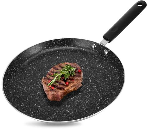 FORNORM Pancake Pan Crepe Maker, Non Stick Frying Pan Dosa Tawa Chapati Crepe Griddle Pan Induction Compatible, 10 in/26 cm