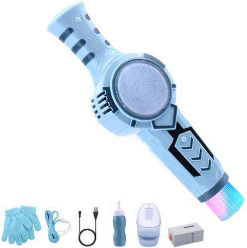 AIERSA Machine à bulles de fumée pour enfants, baguette magique à bulles avec gants, baguette élastique à bulles, machine à bulles colorée avec fumée