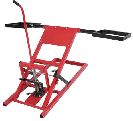 Lawn Mower Jack, 23-48 Inches Wheel Span Adjustable Lawn Tractor Lift with Hydraulic Foot Pedal, Hydraulic Lift Jack for Lifting and Repairing Garden Tractors, Lawn Mowers, 500lbs Load Bearing