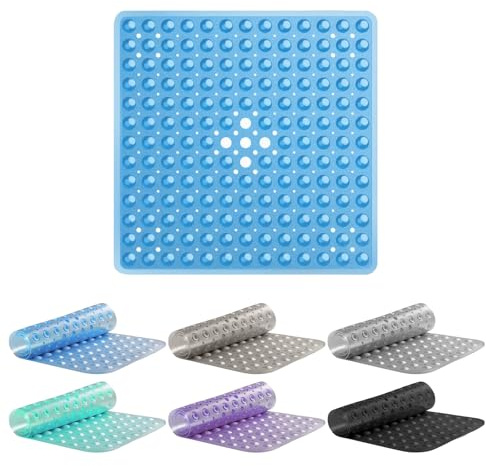 AMFUN Tappeto Doccia Antiscivolo 53x53cm, Tappetino Doccia Antiscivolo, Tappetino da Bagno Quadrato, Tappetino da Bagno Resistente Alla Muffa con Ventose per Vasche da Bagno, Pavimenti del Bagno