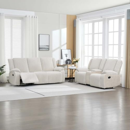 Verona 3+2 Jumbo Cord Manual Recliner Sofa Set (Beige)