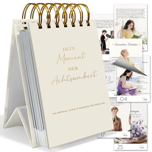 BIROYAL Achtsamkeitskalender 2027 Tischkalender - 366 Tage Achtsamkeit, Spiralbindung, Perfekt als Muttertagsgeschenk für Büro & Zuhause