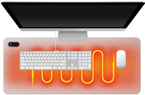 Beheizte Schreibtischunterlage, 80x33cm Beheiztes Mauspad, Beheizbare Tischunterlage mit 5 Heizstufen & 4 Stunden Automatischer Abschaltung, Mauspad mit Funktion Heizung für PC Laptop Zuhause Büro