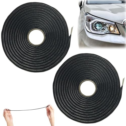 Butylrundschnur Schwarz,2 Stück Butyl Klebeband,Dichtband Selbstklebend Schwarz,Butylschnur,Butyl Dichtungsband,Butyl Dichtband für Auto-LKW-Scheinwerfer Fenster,Tür,Windschutzscheibe,Haushaltsgeräte