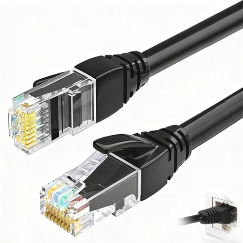 Cat 6 Ethernet Cable 5M Black High Speed Gigabit Network Cord 10Gbps | 250Mhz/s RJ45 Internet Lan Wire Lead Patch Cable for Laptop PC TV CCTV Xbox Switch UTP CCA Router Printer Sky Box WiFi Extend