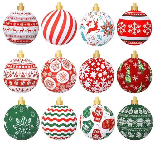 36 Stück Weihnachtsbaumschmuck – Bunte Weihnachtskugeln Set 8cm, Christbaumschmuck für Weihnachtsbaum Deko, Tannenbaum Deko Kugeln, Weichnachtlicher Baumschmuck in Rot Grün Weiß