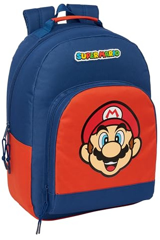 safta Super Mario MAMMA MIA Schulrucksack, anpassbar an den Trolley, ideal für Kinder unterschiedlichen Alters, bequem und vielseitig, Qualität und Beständigkeit, 32 x 15 x 42 cm