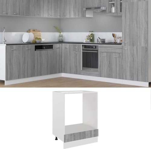 ChicAbode Herdumbauschrank Lyon Grau Sonoma 60x46x81,5 cm Holzwerkstoff
