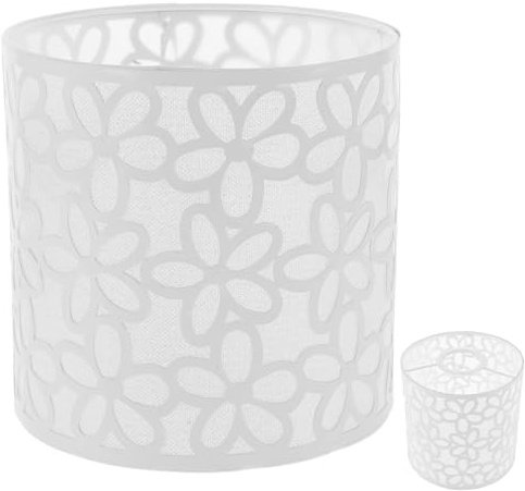 Yardenfun Floraler Lampenschirm aus Weißem Metall Robustes Eisen mit E27 Fassung Mittelgroßer Lampenschirm für Stehlampen und Tischlampen Passend für Esszimmer und Wohnzimmer