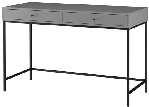 Celine Schreibtisch mit 2 Schubladen aus Spanplatte in Grau, mit Metallbeinen (BxTxH) 120x50x76 cm