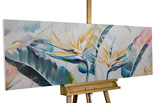 KunstLoft Leinwandbild | 100% HANDGEMALT | 150x50cm | Gemälde 'Rustling Grass' | Dschungel | Grün | Wandbild Wohnzimmer
