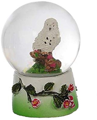 Dresden Onlineshop Mini Schneekugel - Eule Weiss mit Schmucksockel | Schüttelkugel | Größe: 6,5 x 5 x5 cm
