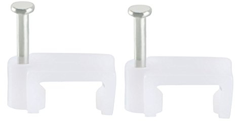 sourcing map Flachkabel-Clip, Nagel, Koaxial-Tacks, Draht-Clips, 10 mm, Weiß, 200 Stück