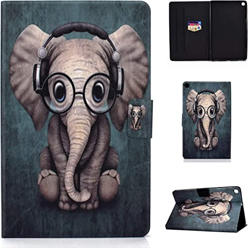 Lspcase Galaxy Tab A 10.1 Zoll 2019 Hülle PU Leder Flip Case Cover Magnetisch Ständer Tasche Tablet Schutzhülle mit Kartenfach für Samsung Galaxy Tab A 10.1 SM-T510 / SM-T515 Baby Elefant