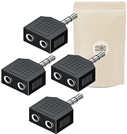Adaptout 4x Sdoppiatore splitter mini jack 3,5mm - Adattatore da 2 prese femmina minijack a 1 spina minijack maschio - Connettore stereo marca francese