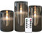 GenSwin Gray Glass Battery Operated Flameless Led Candles with 10-Key Remote and Timer, Real Wax Candles Warm White Flickering Light for Home Decoration(Set of 3)