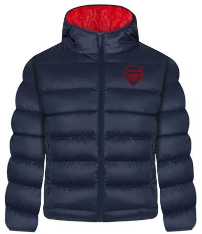 Arsenal F.C. Boys Quilted Jacket Hooded Winter Coat Kids Official Football Gift