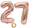 Palloncini da 40 pollici numero 27 oro rosa, numero 27 palloncini oro rosa donna palloncini 27 compleanno deco donne palloncino foil 27 oro rosa 27 palloncini grandi, pallone gigante elio foil 27