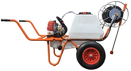 Bricoferr Carretilla sulfatadora de 2 Ruedas 26 CC 80L com Manguera de 50 Metros y Lanza de 90 cm